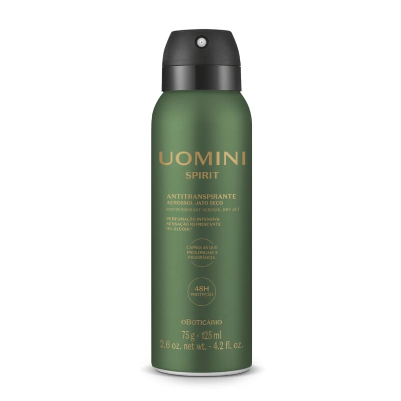 Desodorante Antitranspirante Aerossol Uomini Spirit - O Boticário 75g/125ml