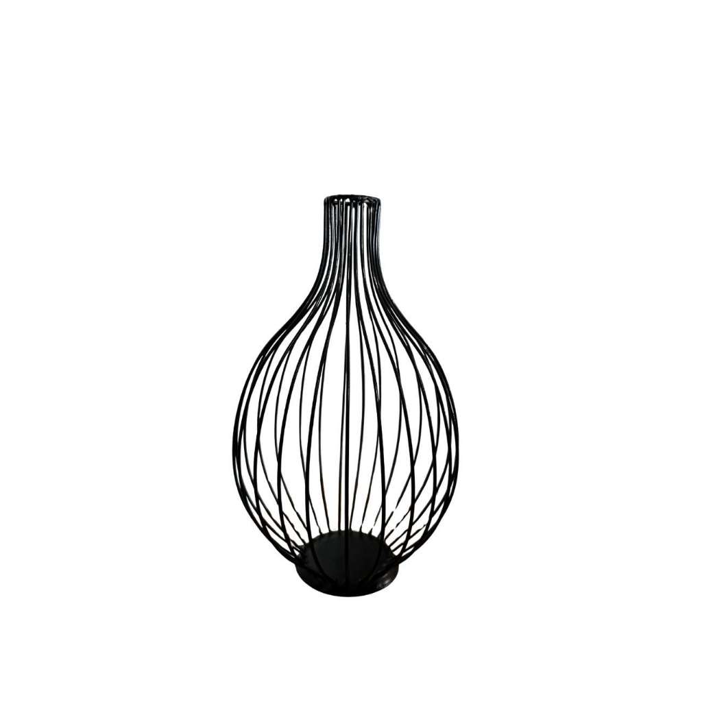 Jarra Porta Rolha Gota, Vaso Decorativo de Metal Preto e Dourado Jarra Moderna Luxo Sala Flores 35cm