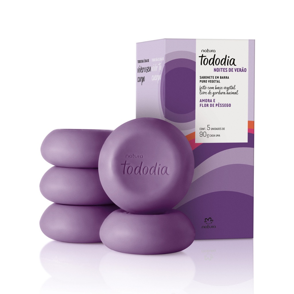 Sabonete em Barra Puro Vegetal Tododia Natura 90g com 5un. Fragrâncias
