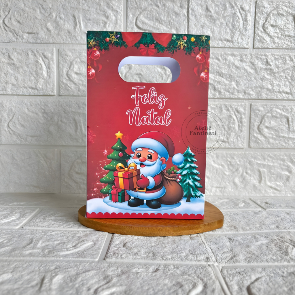 PEGUE E MONTE - Sacolinha Surpresa Personalizada Natal Vermelho - Festa Infantil - Aniversário – Lembrancinha