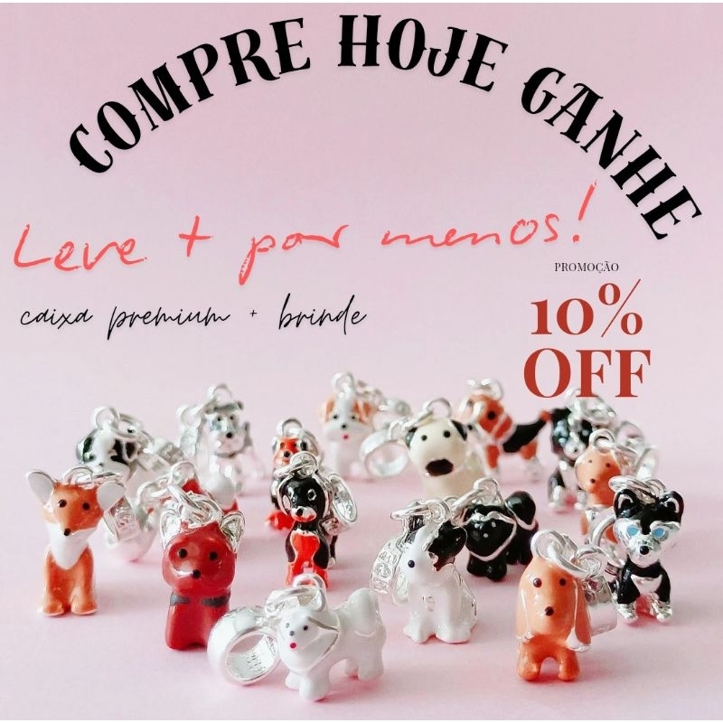 🔥 Oferta Promoção | Berloques Prata 925 Cachorro Raça Spitz Alemão Labrador Pug Pingentes Pets Cachorrinhos Banhados