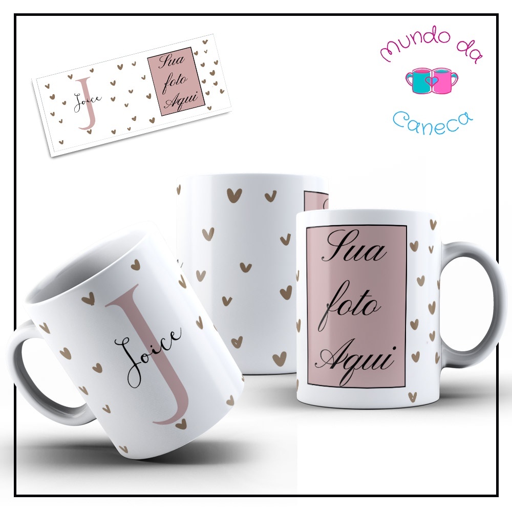 Caneca Personalizada com sua Inicial seu Nome e Foto de Porcelana - Mundo da Caneca