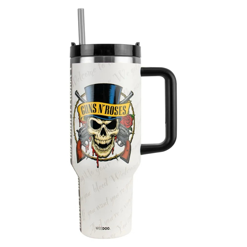 Copo Térmico WeeDoo Guns N' Roses - 1.2L - Com Canudo - Logo Caveira