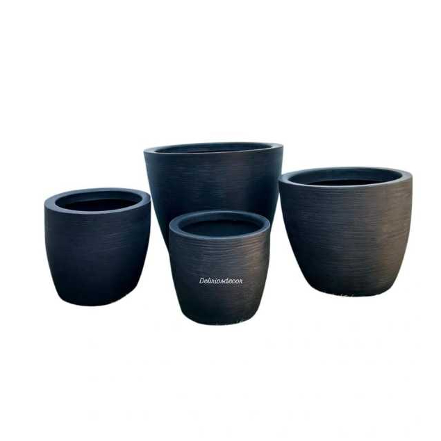 Kit C/4 Vasos de Planta Decorativo Pequeno, Médio, Grande Polietileno, Leve, Redondo Texturizado Tamanhos P, M, G e GG