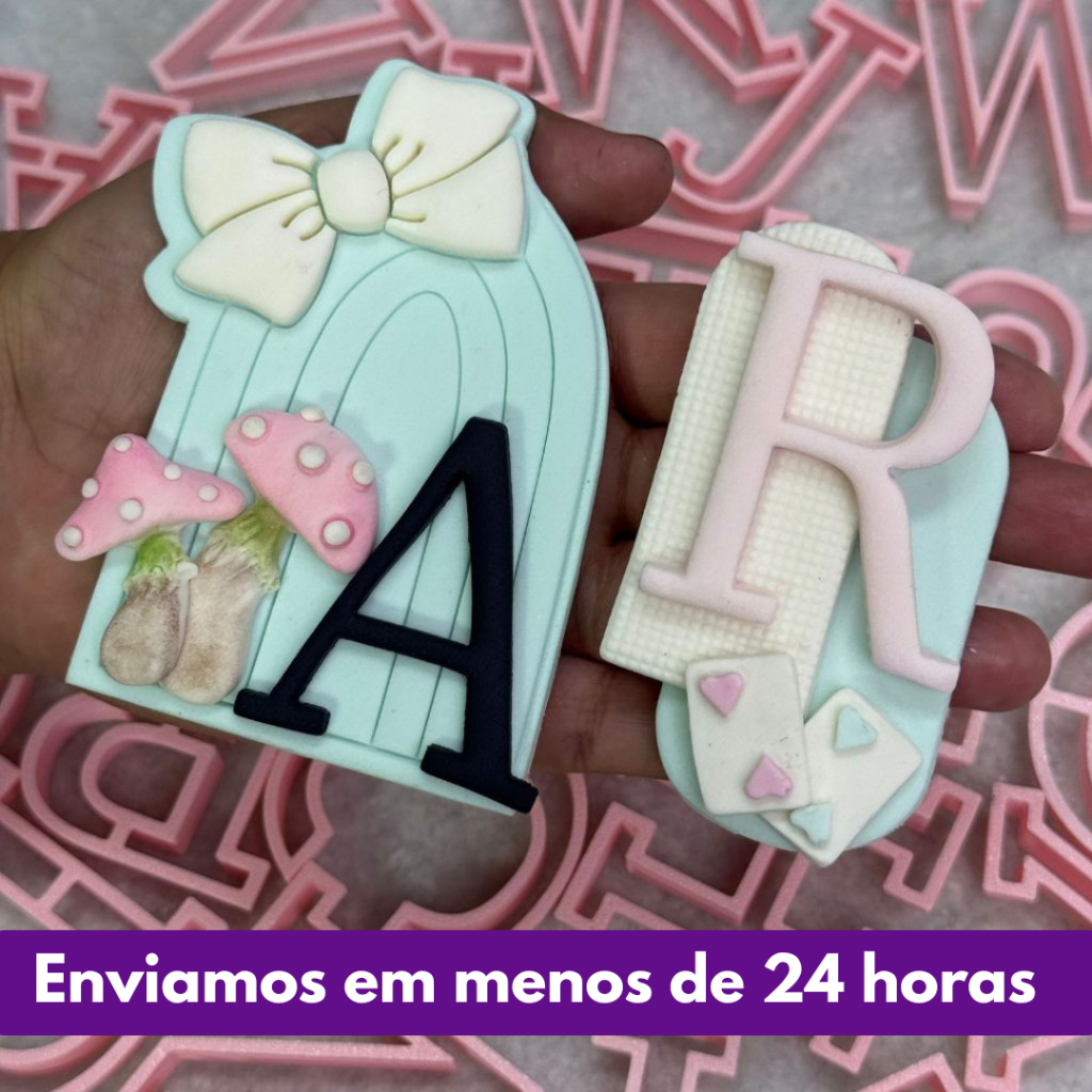 Kit Cortador Plástico Alfabeto Grande para doces, pasta, massa e biscoito - 26 Peças