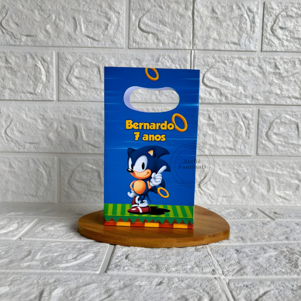 PEGUE E MONTE - Sacolinha Surpresa Personalizada Sonic - Tamanho PP - Festa Infantil - Aniversário – Lembrancinha