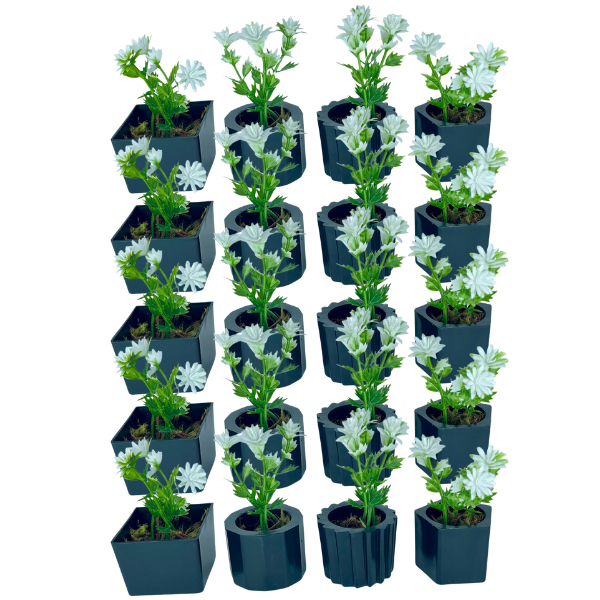 Kit 20 Vasos Decorativos Mini Com Plantinhas Artificiais Plástico Resistente Decoração Sala,Escritório, Casa