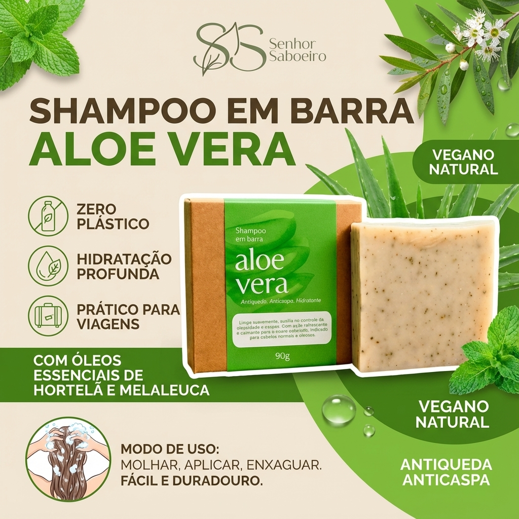 Shampoo Sólido de Aloe Vera - Anti Queda e Cabelos Secos e Crescimento Capilar em Oferta na Shopee