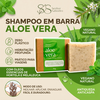 Shampoo Sólido de Aloe Vera - Anti Queda e Cabelos Secos e Crescimento Capilar em Oferta na Shopee