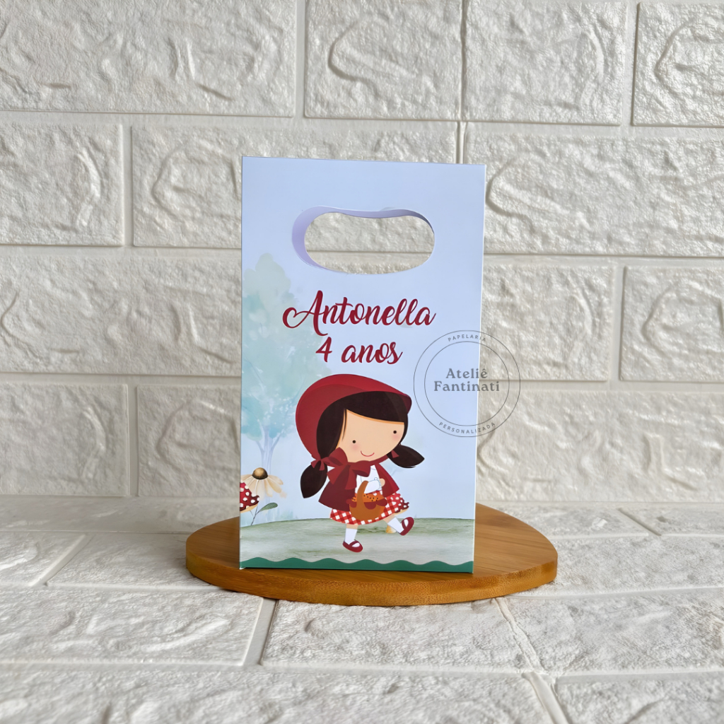 PEGUE E MONTE - Sacolinha Surpresa Personalizada Chapeuzinho Vermelho - Tamanho PP - Festa - Aniversário – Lembrancinha
