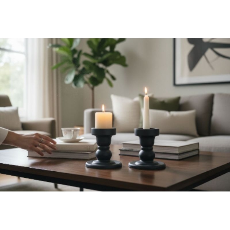 Par castiçal 2 peças (EM RESINA)  decoração natal estilo provençal clássico elegante