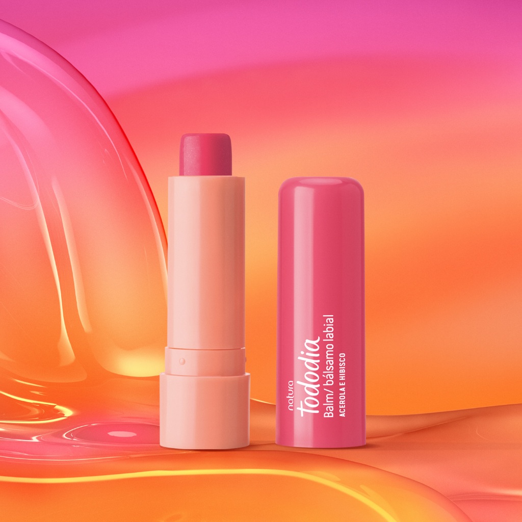 Balm Labial Natura Tododia 2,7g – Acerola e Hibisco | Manga Rosa e Água de Coco | Hidratação e Maciez