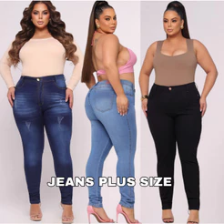 Calça Feminina Jeans 44 ao 54 plus size Direto Da Fabrica Skinny Cintura Alta com Elastano Premiun