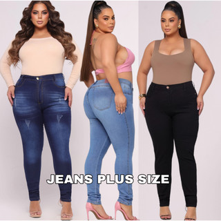 Calça Feminina Jeans 44 ao 54 plus size Direto Da Fabrica Skinny Cintura Alta com Elastan…