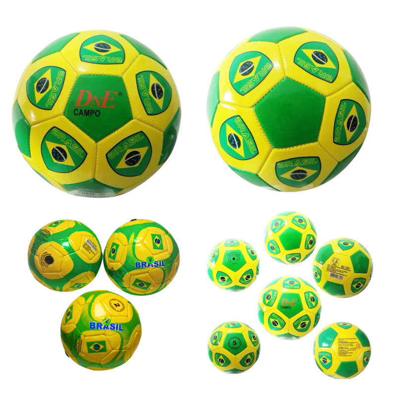 kit5/6/7/8/10/15/20Bola de Futebol Campo  Tamanho Oficia Numero 5- estampa do Brasil