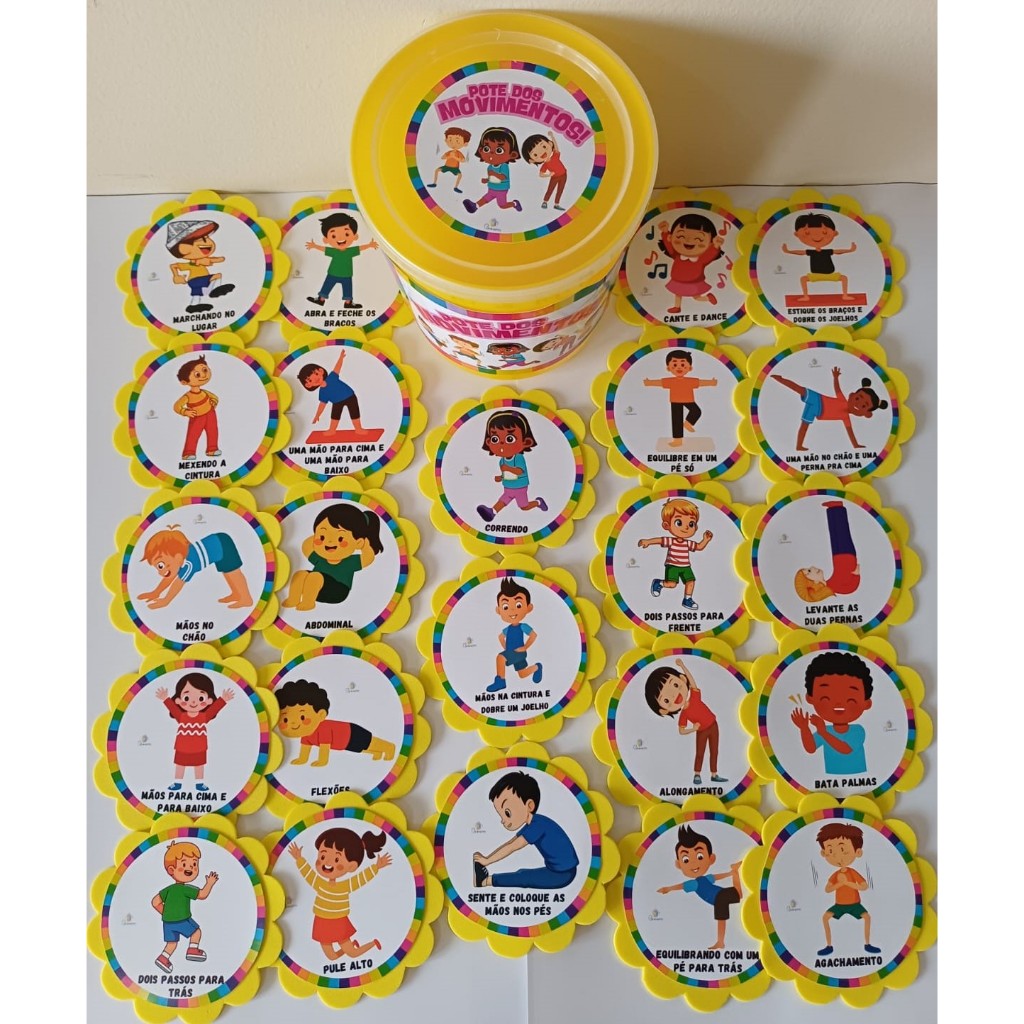 Brincadeira na Lata: "Pote dos Movimentos" - 23 fichas Recurso Pedagógico - Educação Infantil