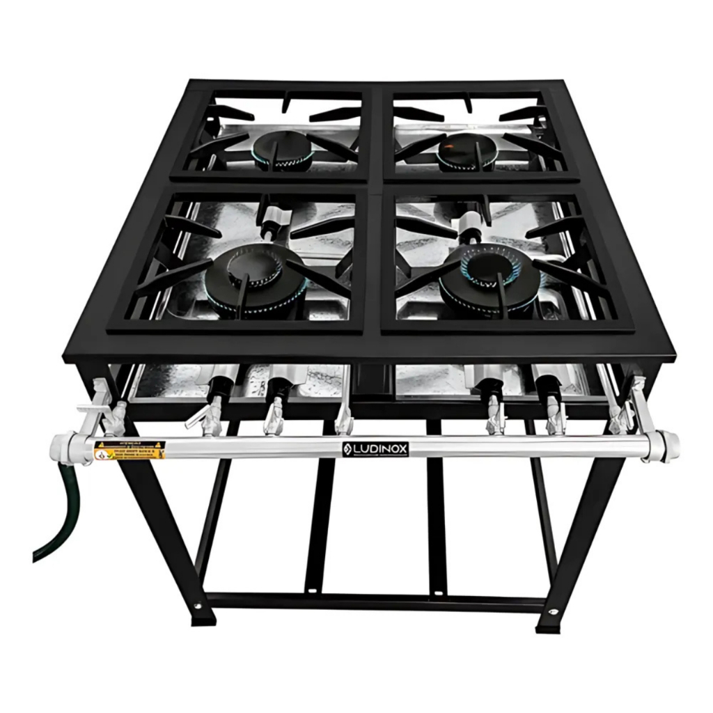 Fogão Industrial 4 Bocas Queimador Duplo C Pés Baixa Pressão 30x30 Oferta