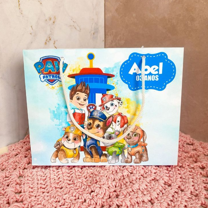 Sacola Personalizada Patrulha Canina Aquarela (PEGUE E MONTE) Sacolinhas Mimos Lembrancinhas Festa