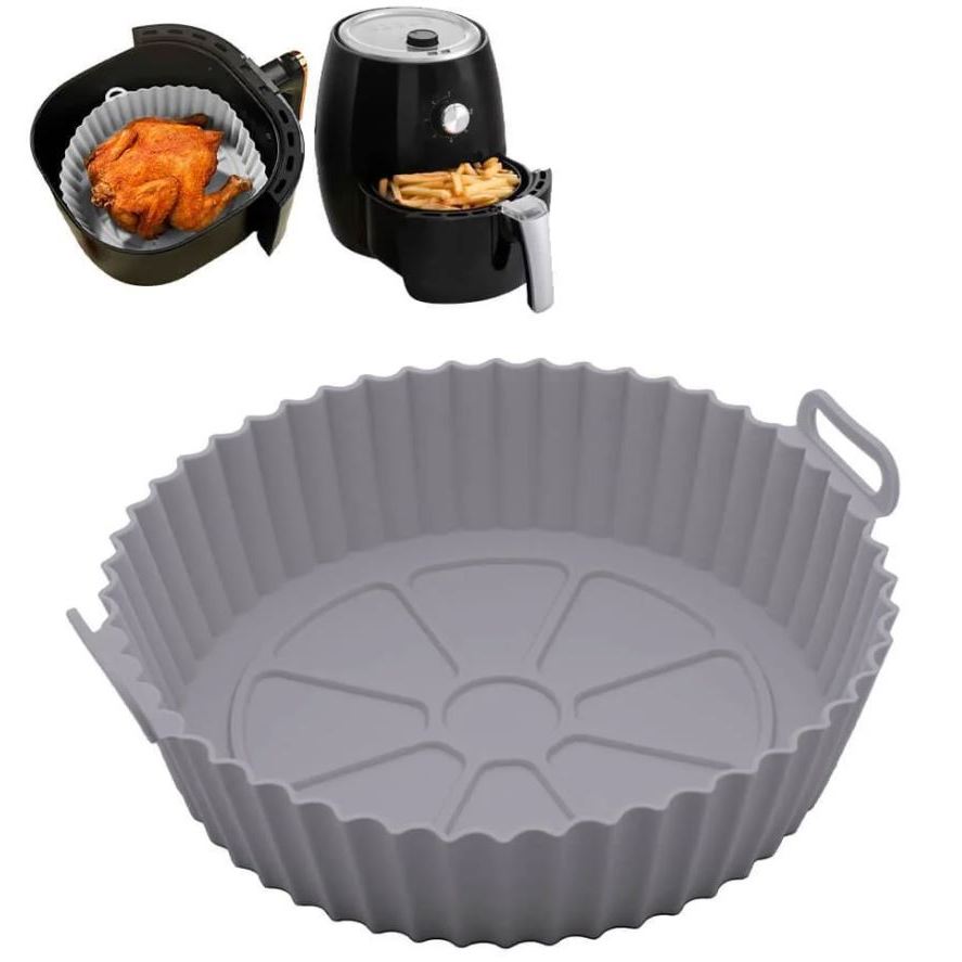 Forma De Silicone Para Air Fryer Cinza - Fritadeira Assadeira Reutilizável Antiaderente Flexível