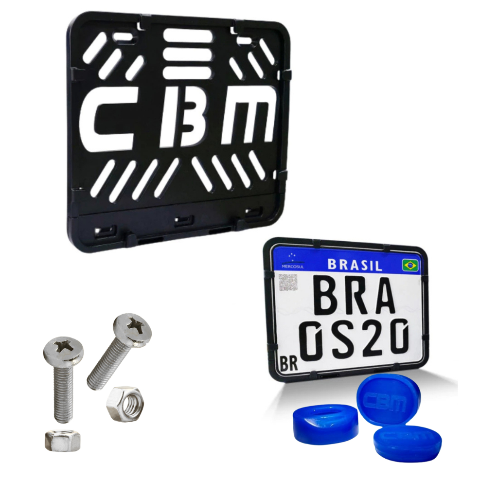 Suporte Protetor De Placa Moto Mercosul CBM Com Antifurto em Oferta na Shopee