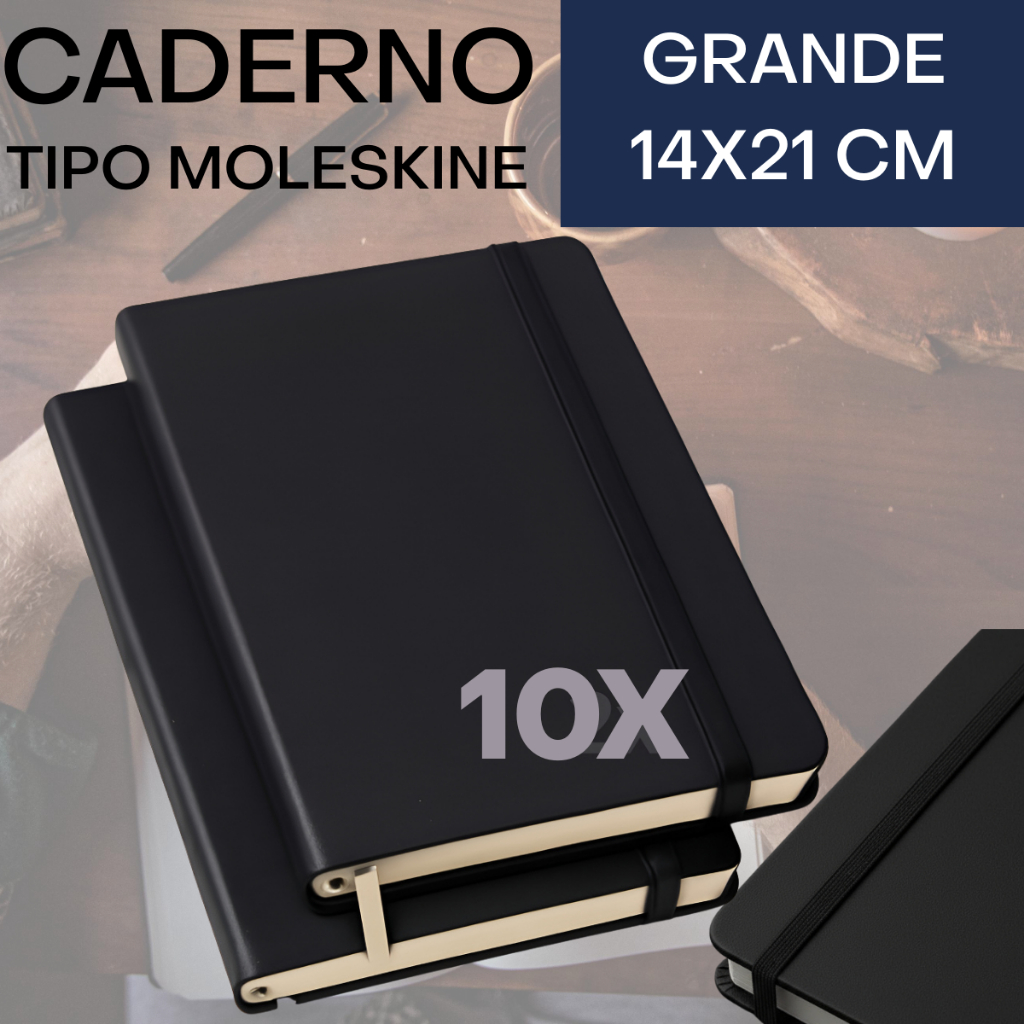 Caderno Anotação Tipo Moleskine 21x14cm Sketchbook Caderneta Com Pauta e Sem Pauta Executiva Universitária Secretaria