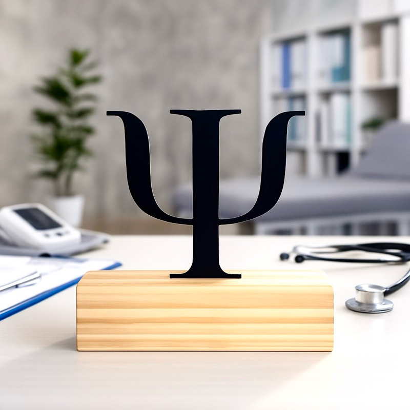 Emblema Psicologia Símbolo Psi Psicologia em MDF com Base Madeira PINUS Decoração Profissão Consultório Presente Patch em Oferta na Shopee