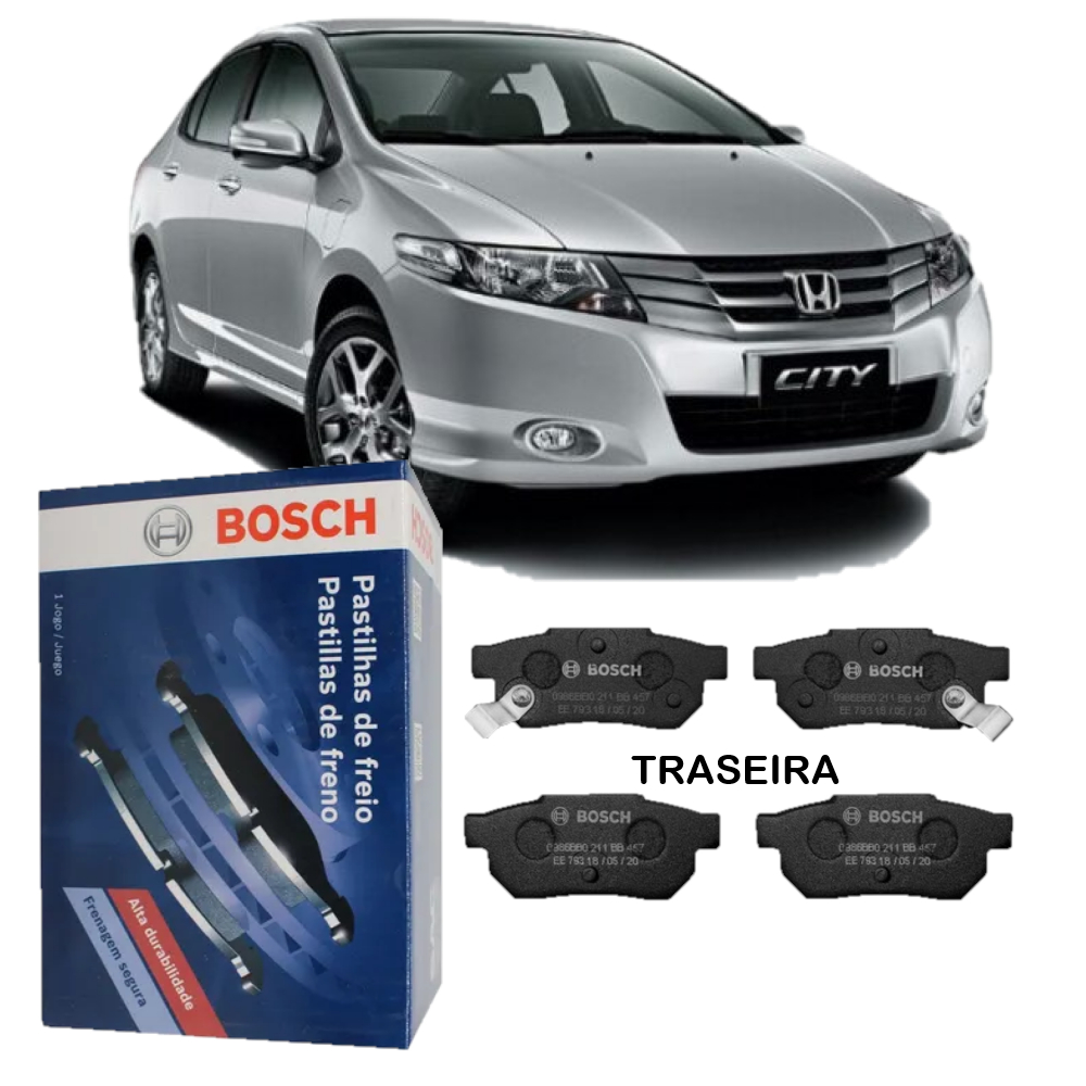 Jogo Pastilha Freio Traseira Bosch Honda City 2009 A 2017