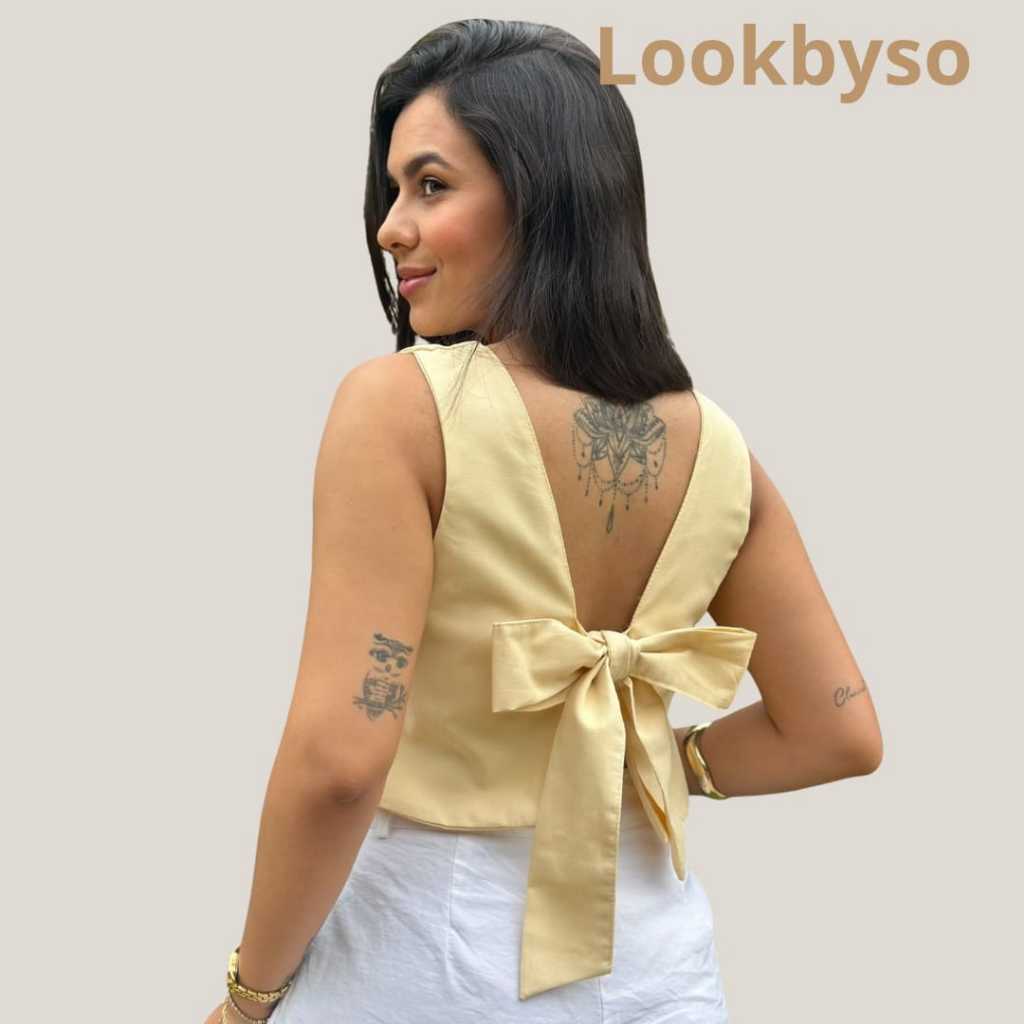 Blusa Feminina Laço Costas Regata Estilosa Blusinha Casual Dia a Dia Elegante em Oferta na Shopee