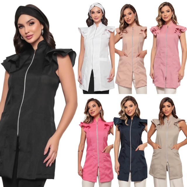 Jaleco Feminino com zíper Valentina Gardenia Uniformes