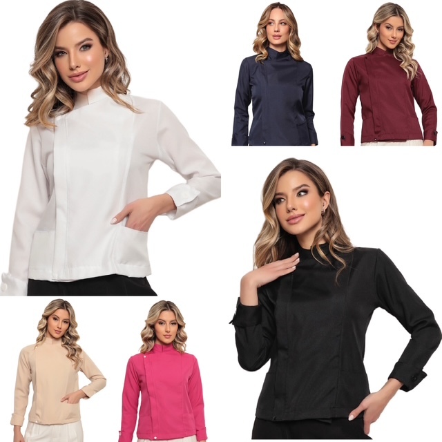 Dolma Chef Feminina com Zíper Várias Cores Oxford Camila ELIA em Oferta na Shopee