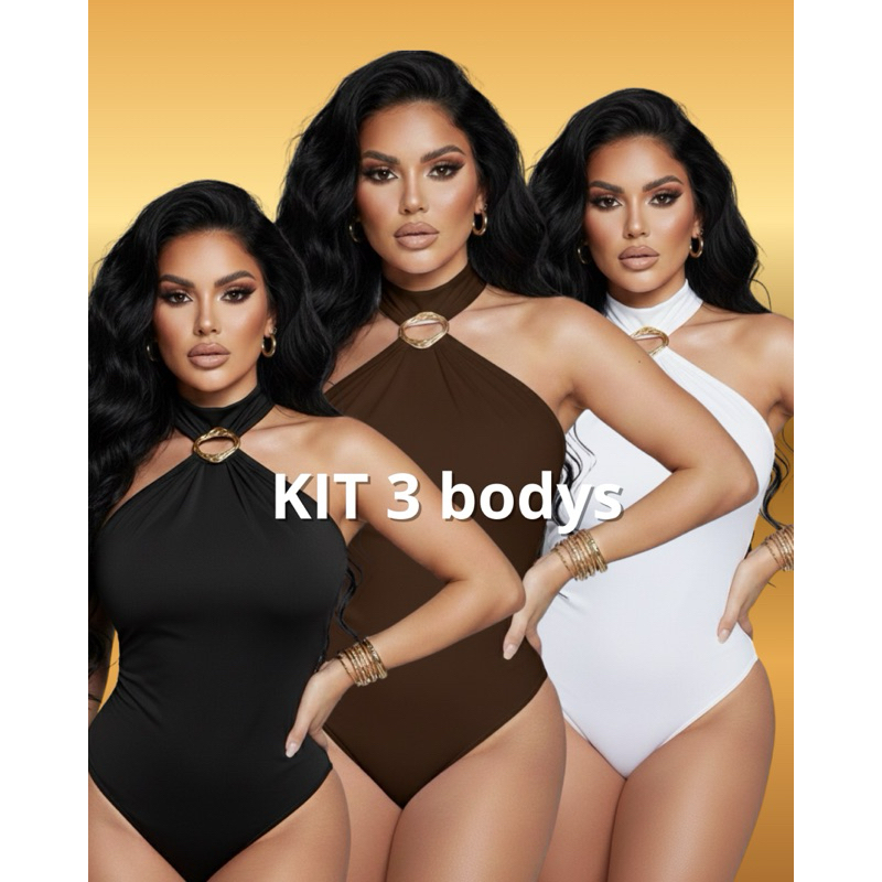 Body feminina frente única gola alta manga nula fivela dourada elegante verão com bojo maio bori bory bode