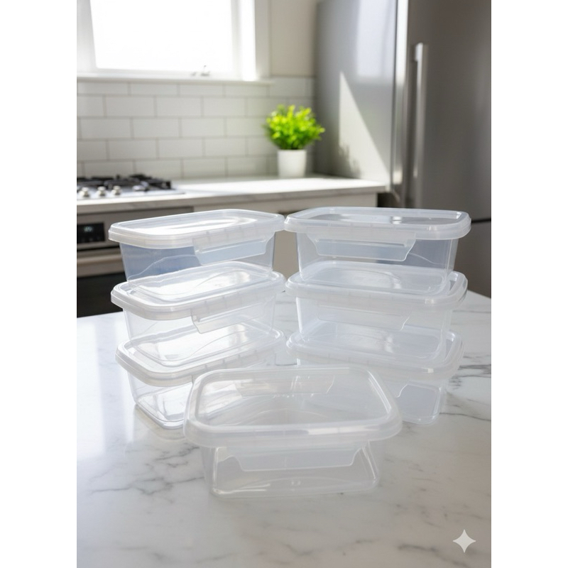 Kit 10 Marmita Potes 800ml com Travas Laterais BPA FREE - Alimentos organizadores de congelador