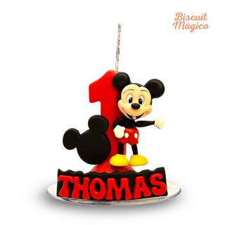 Vela Personalizada Mickey / Vela Aniversário Biscuit Mickey / Topo de Bolo Mickey (vermelho) em Oferta na Shopee