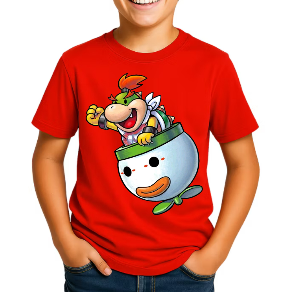 Camiseta Infantil Juvenil Browser Jr Super Mario Camisa Estampada 100% Algodão N2 ao 16 Tendencia