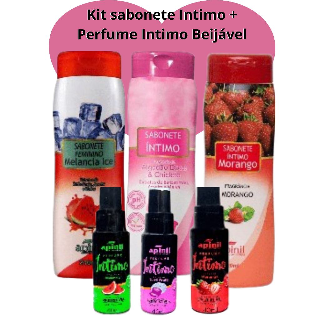 Kit Higiene Íntima Feminina Apnil Sabonete Íntimo e Perfume Íntimo Morango Melancia Tutti Frutti