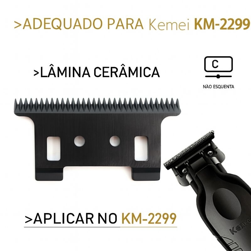 Lamina De Ceramica para máquina kemei 2299 acabamento, babyliss skeleton em Oferta na Shopee