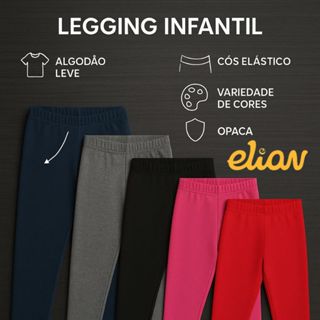 Calça legging Cotton Infantil Menina Legging Básica Elian em Oferta na Shopee