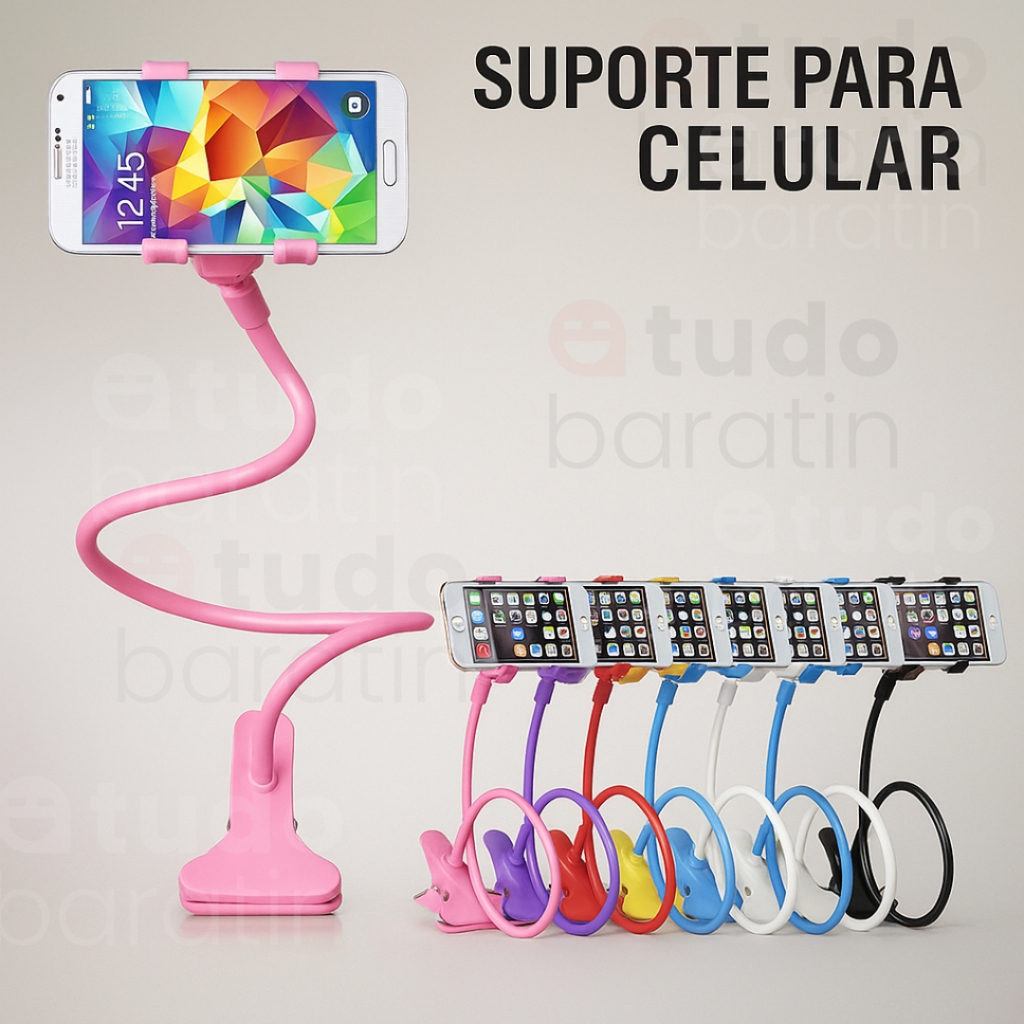 Suporte Flexível para Celular com Presilha Articulada 360° Mesa Cama Bancada – Mãos Livres Ajustável