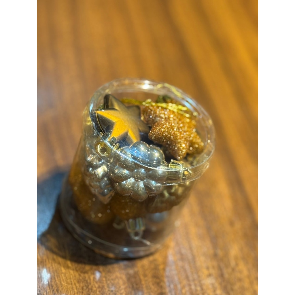 12 Unidades Enfeites Natal Pendurar Árvore Natal Dourado Estrela Bolinha Flor Estrela Com Glitter