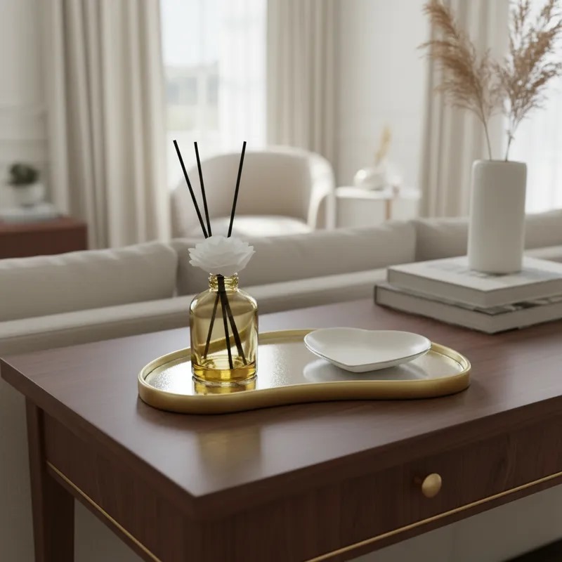 Bandeja Espelhada Decorativa Dourada |  para Sala, Banheiro e Decoração Luxo