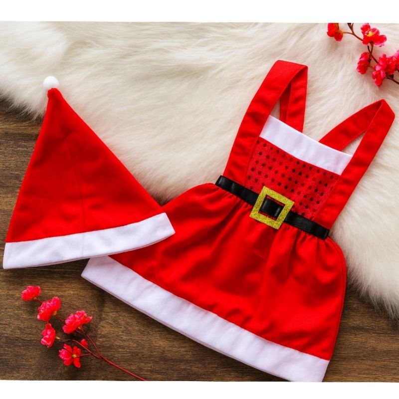 Vestido Vermelho Feminino Infantil Menina Meu Primeiro Natal Mamãe Noel - Ano novo Menino Jardineira Branco Mesversario