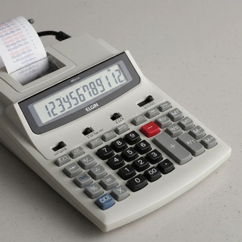 Calculadora Elgin com Bobina – Impressão Bicolor, 12 Dígitos, Bivolt, Ideal para Escritório e Comércio MR6125