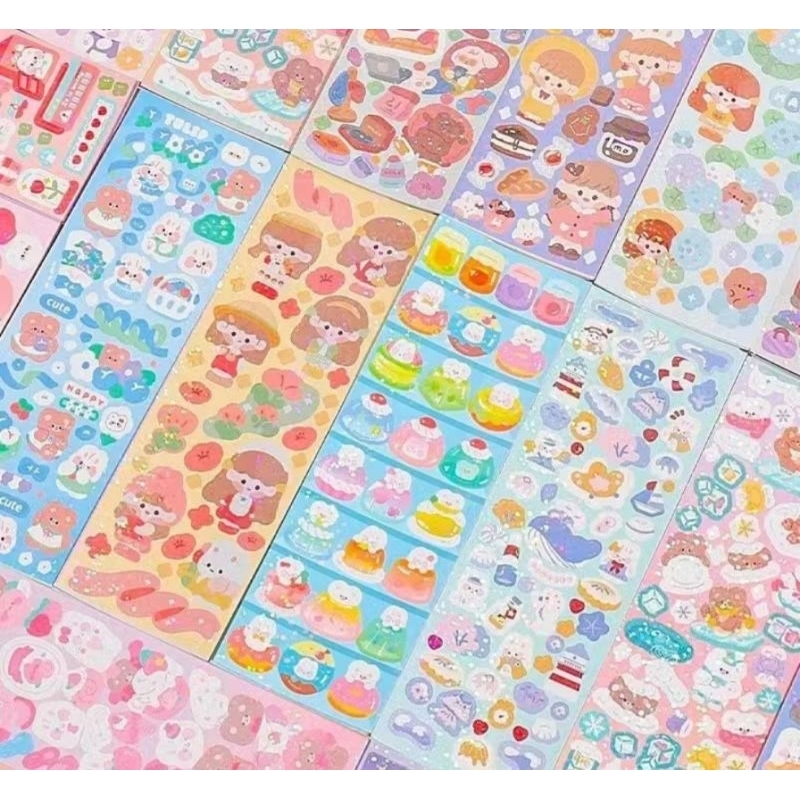 Kit Cartela Adesivos DECO TOPLOADER GLITTER Papelaria Desenhos Fofos Decoração Variadas Modelos Scrapbook