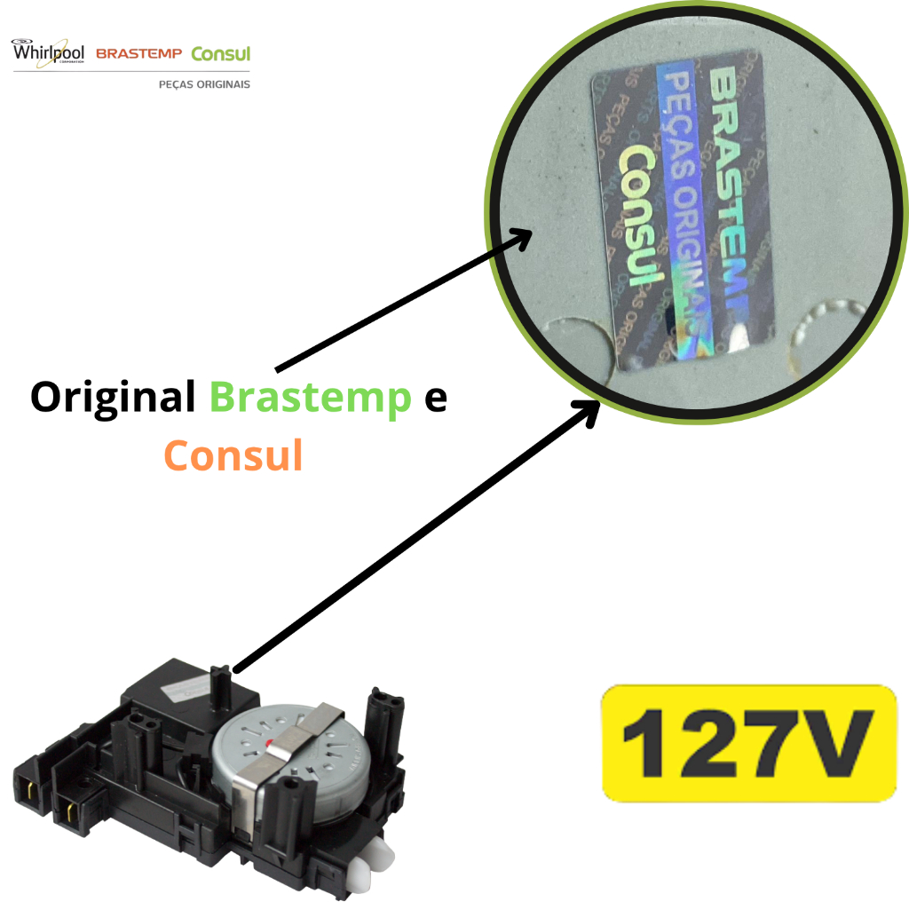 Atuador d freio Original 110-127v Lavadora Brastemp Consul Bwg11 Bwl11 Bwl09 Bwk12 Bwg11 Bwu11 Bwq24 em Oferta na Shopee