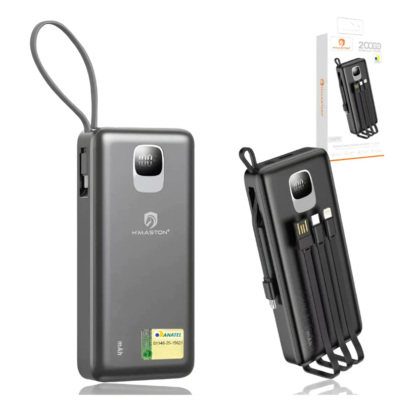H'maston YD-71 Power Bank Carregador Portátil Turbo 20000mah Com Display