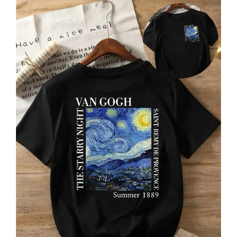 camiseta feminina estampa noite estrelada de van gogh casual adulto
