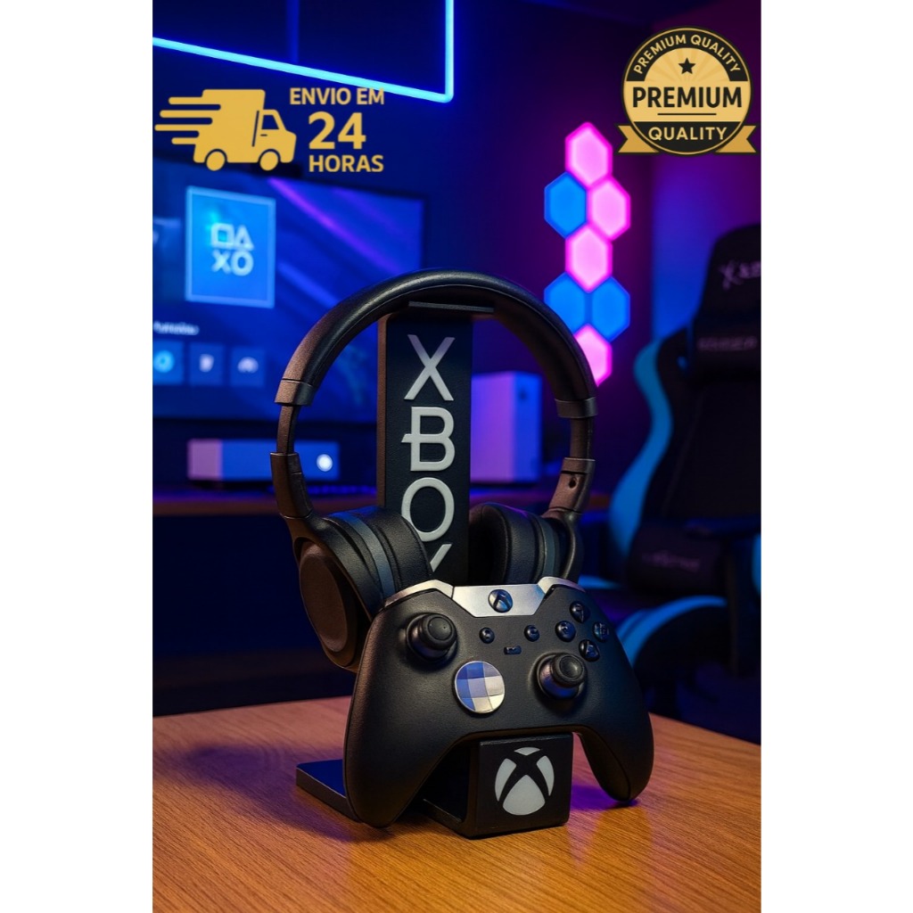 Suporte Controle Headset Base Gamer Xbox | Design Moderno e Acabamento Premium