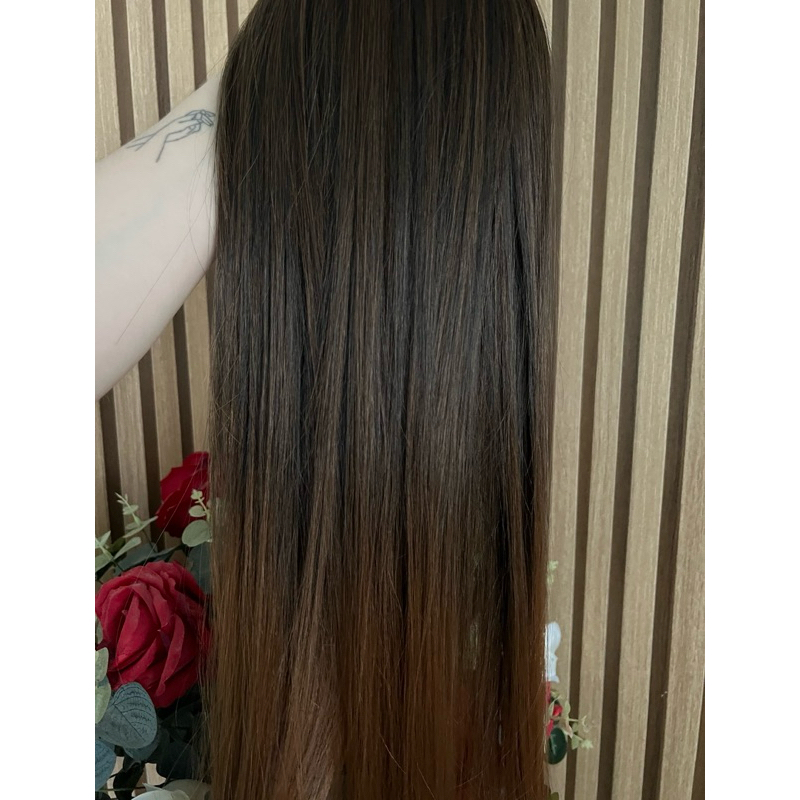 Cabelo russo semi humano ✨70cm 200g✨morena iluminada mega hair humanizado aplique fibra russa cabelo orgânico bio humano