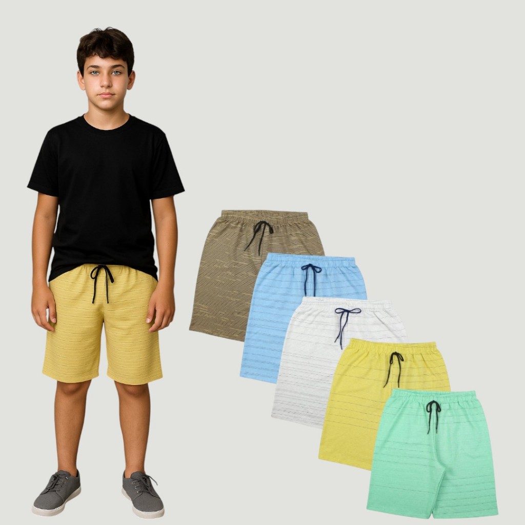Kit 5 Bermudas Masculina Shorts De Moletom Infantil Juvenil Roupas Verão