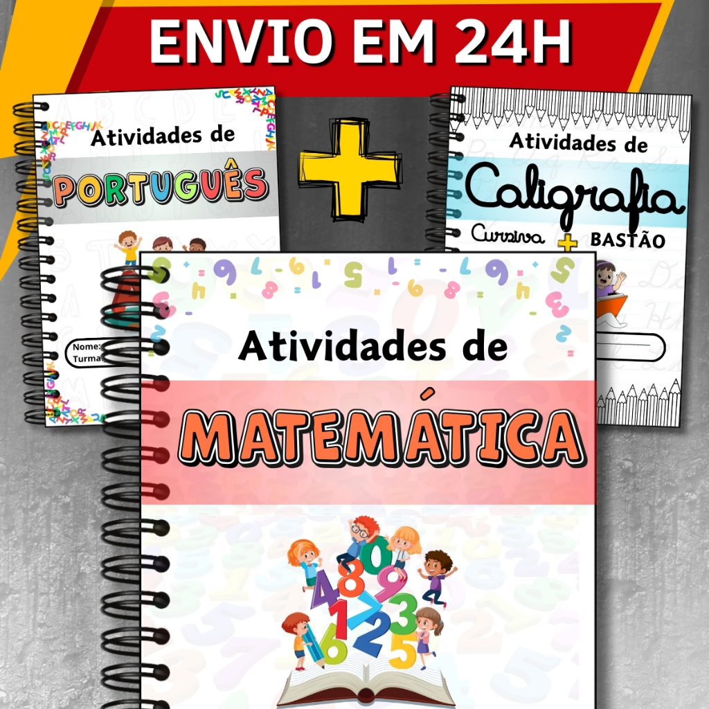 Livros Alfabetização Infantil Apostila de Atividades Matemática, Caligrafia e Português em Oferta na Shopee